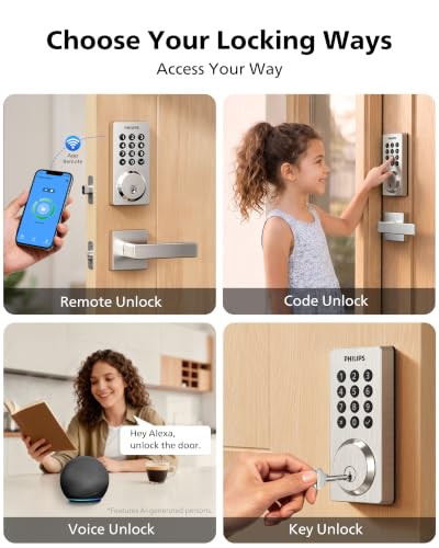 Philips WiFi Keypad Door Lock with Handle, App Control Smart Deadbolt Lock - image 3