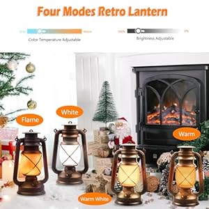 Lantern LED Battery Powered Camping Lamp Outdoor Hanging Lantern Flickering Flame Rechargeable Retro Lanterns Remote Control 4 Modes Light Non Solar 2 Pack