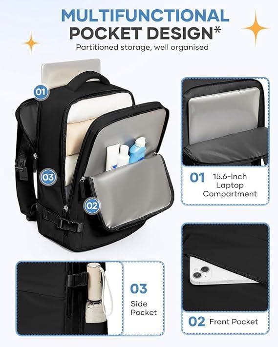 MANSOVA 40L Water-Resistant Travel Backpack - Image 7