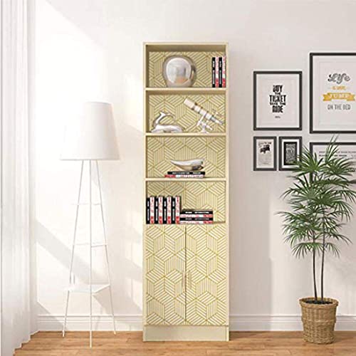 White And Gold Geometry Stripped Hexagon Peel And Stick Contact Paper Self Adhesive Wallpaper Removable Vinyl Film Decorative Shelf Drawer Liner Sticker 118 Inch X17.7 Inch #TOP6