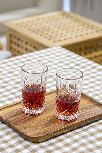 ECHTWERK szklanki do long drinków, 6 sztuk, 350 ml - szklanki typu highball wykonane z wytrzymałego kryształu, szlifowany wygląd z reliefową strukturą, można myć w zmywarce, 13,8 x 7,7 cm