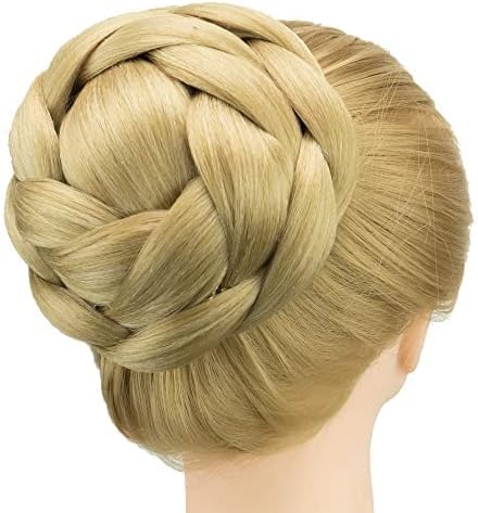 IMISSU Large Size Dancer Braided Chignon Hair Cover, Donut Hairpiece, Scrunchie Hair Bun Wig (Dark Blonde)