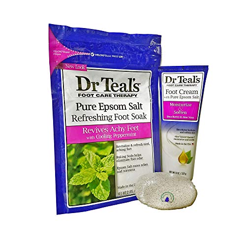 Dr. Teal's Refreshing Foot Soak and Foot Cream with Flowing Stones Pumice Stone