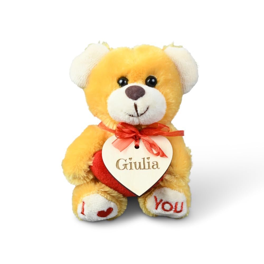 Peluche San Valentino - Orsetto personalizzato con nome e dedica - Pupazzo I Love You - Idea Regalo per lei e per lui