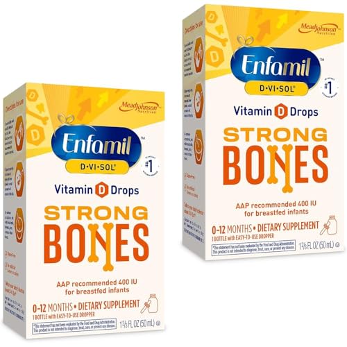 Image of Enfamil Baby Vitamin D-Vi-Sol Liquid Vitamin D Drops, Supports Strong Teeth & Bone Development, 50mL Bottle (Pack of 2)
