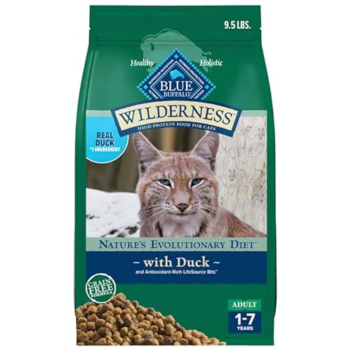 Blue Buffalo Wilderness Nature's Evolutionary Diet High-Protein, Grain-Free Duck Natural Dry Food for Adult Cat, 9.5 lbs.