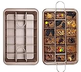 Brownie Pan, Non Stick Brownie Baking Tray with Built-in Slicer and Handle, 18 Pre-slicer Carbon...