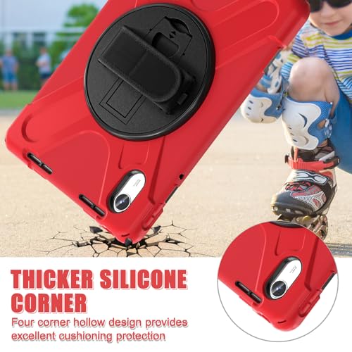 Image of ProElite Cover for Motorola Pad 60 Neo 11 inch 2025 Cover Case, Rugged 3 Layer Armor case Cover for Motorola Pad 60 Neo 11 inch with Hand Grip & Rotating Kickstand with Shoulder Strap, Red