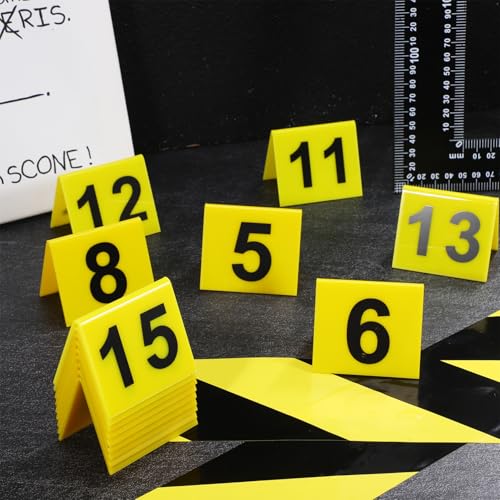 Gatuida 15 Stück Teiliges Acryl Tischnummern Marker Gelb Schwarz Stabile Dreieckige Beweismarker für Einsatzort und Restaurant Robuste Kunststoff Tischnummernschilder Multifunktional für