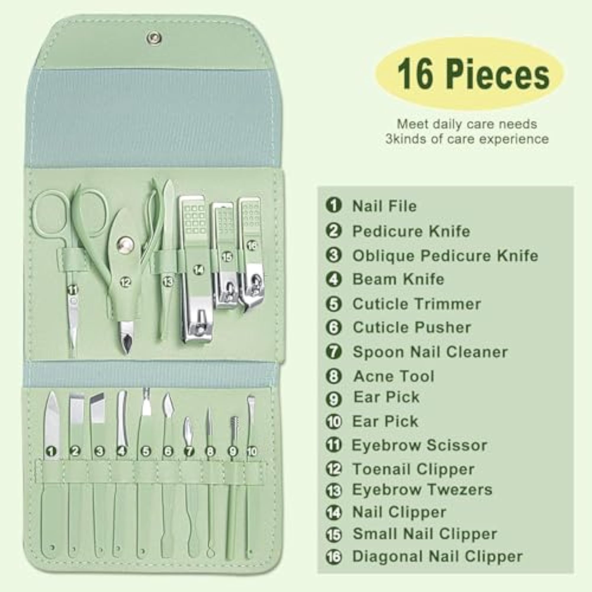 16-in-1 Manicure Set for Women & Men with Travel Case