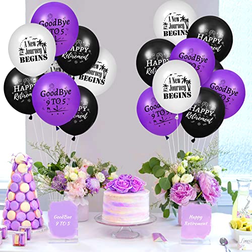 40 Pcs Purple Retirement Decoration Balloons, Purple And Black Latex Balloons For Women Men Female Friends Happy Retirement Theme Party Office Farewell Indoor Outdoor Party Supplies, 12 Inch #TOP2