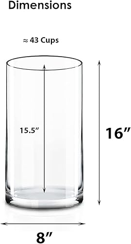 Miniatura 8 de CYS Excel Florero cilíndrico de vidrio (H 6 pulgadas de diámetro 7 pulgadas)  Múltiples opciones de tamaño para centros de mesa de jarrón de vidrio