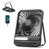 Deyagoo Travel Fan,7-Inch Portable Fan, Rechargeable Fan, 28H 10000mAh Ultra-Thin Quiet USB Desk Fan with Timer & LED Display for Bedroom, Office, Camping