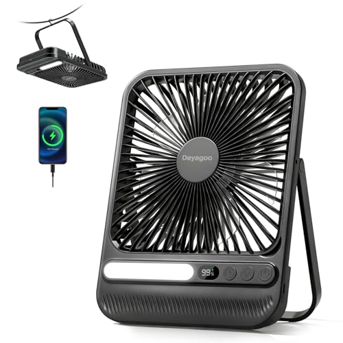 Deyagoo Travel Fan,7-Inch Portable Fan, Rechargeable Fan, 28H 10000mAh Ultra-Thin
