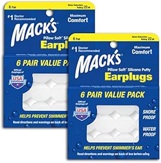 Mack's Pillow Soft Silicone Earplugs - 6 Pair (Pack of 2), Value Pack The Original Moldable Silicone Putty Ear Plugs for Sleeping, Snoring, Swimming, Travel, Concerts and Studying