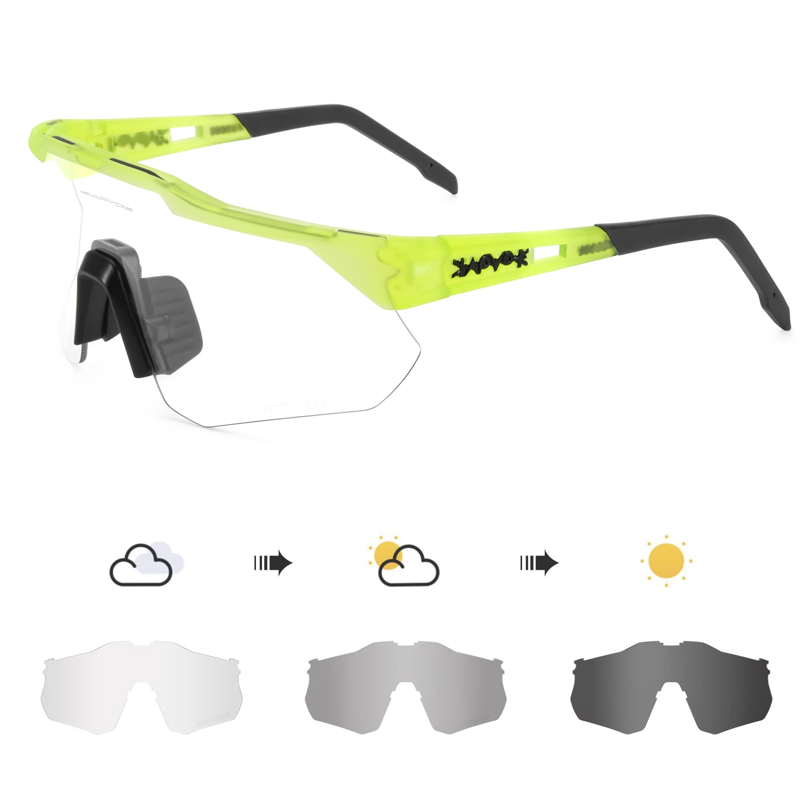 KAPVOE Gafas de Ciclismo Fotocromáticas con TR90 Gafas de Sol Deportivas Mujeres Hombres Running Transparente MTB Accesorios de Bicicleta