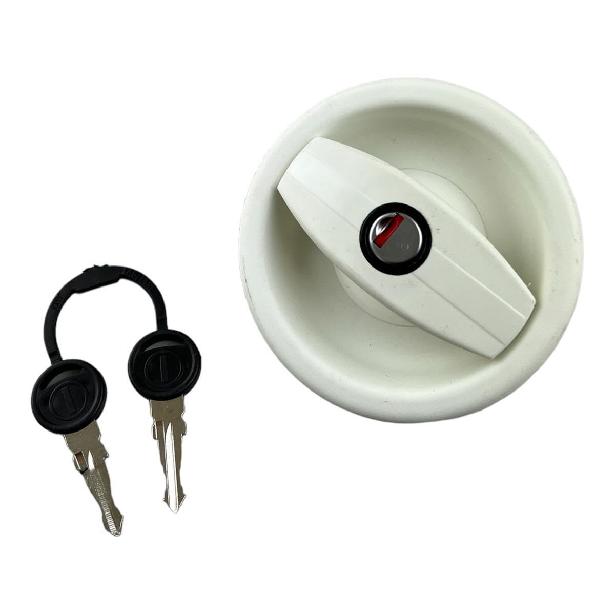 CR-MOESANCO® Cerradura Autocaravana Exterior e Interior | Cierre Puerta Caravana y Camper 30-40mm Compatible con Zadi | Kit Completo Ambidiestro Anti-UV con 2 Llaves y Junta | Ø110mm Blanco