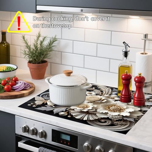 Image of Nuxovilar Stove Top Cover for Electric Stove, 20x28 Inch Polyester Glass Cooktop Protector, for Kitchen Decor & Daily Use