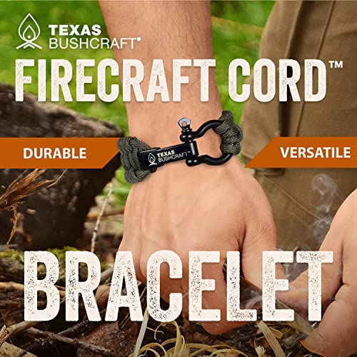 Texas Bushcraft Pulseira de sobrevivência Firecraft Cord – Pulseira Paracord com laço para acampamen