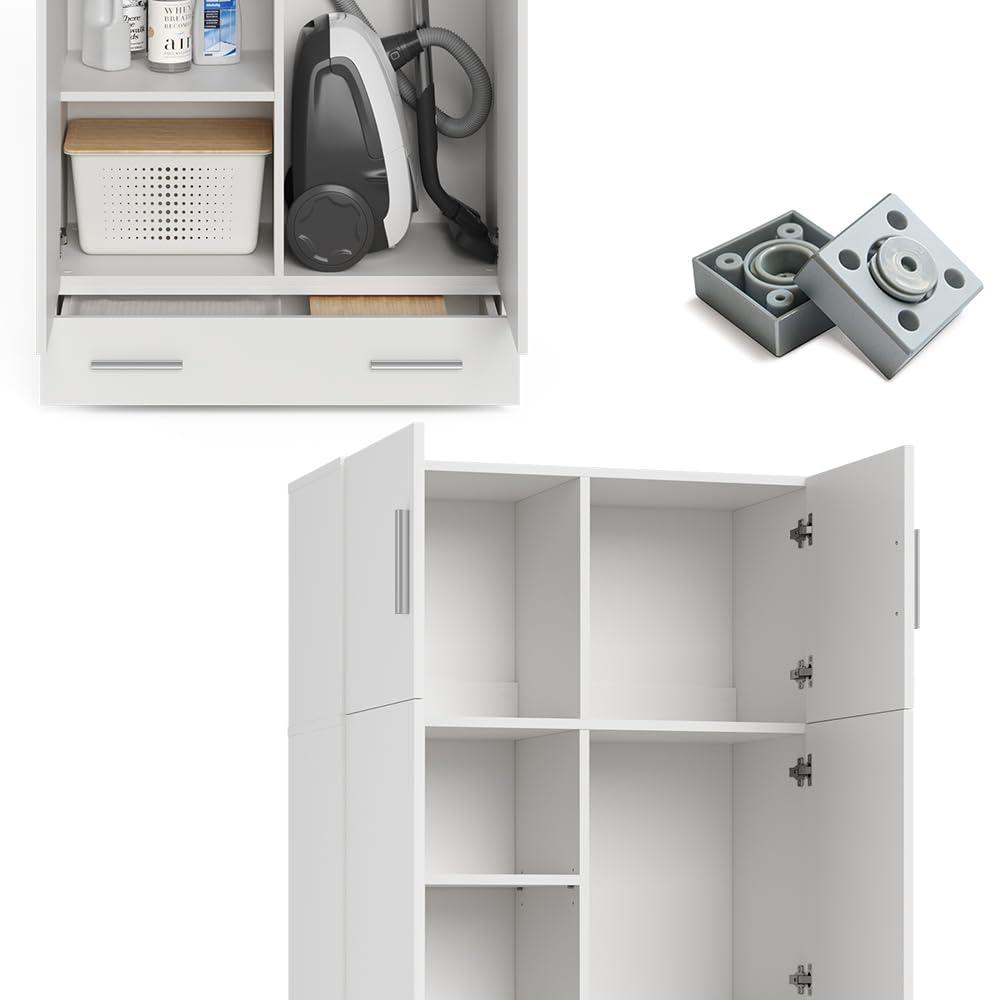 Vicco Scaffale per file Ingo, Bianco, 80 x 182.4 cm con estensione dell'armadio e cassetto, per la conservazione di documenti e raccoglitori nell’uso quotidiano in ufficio