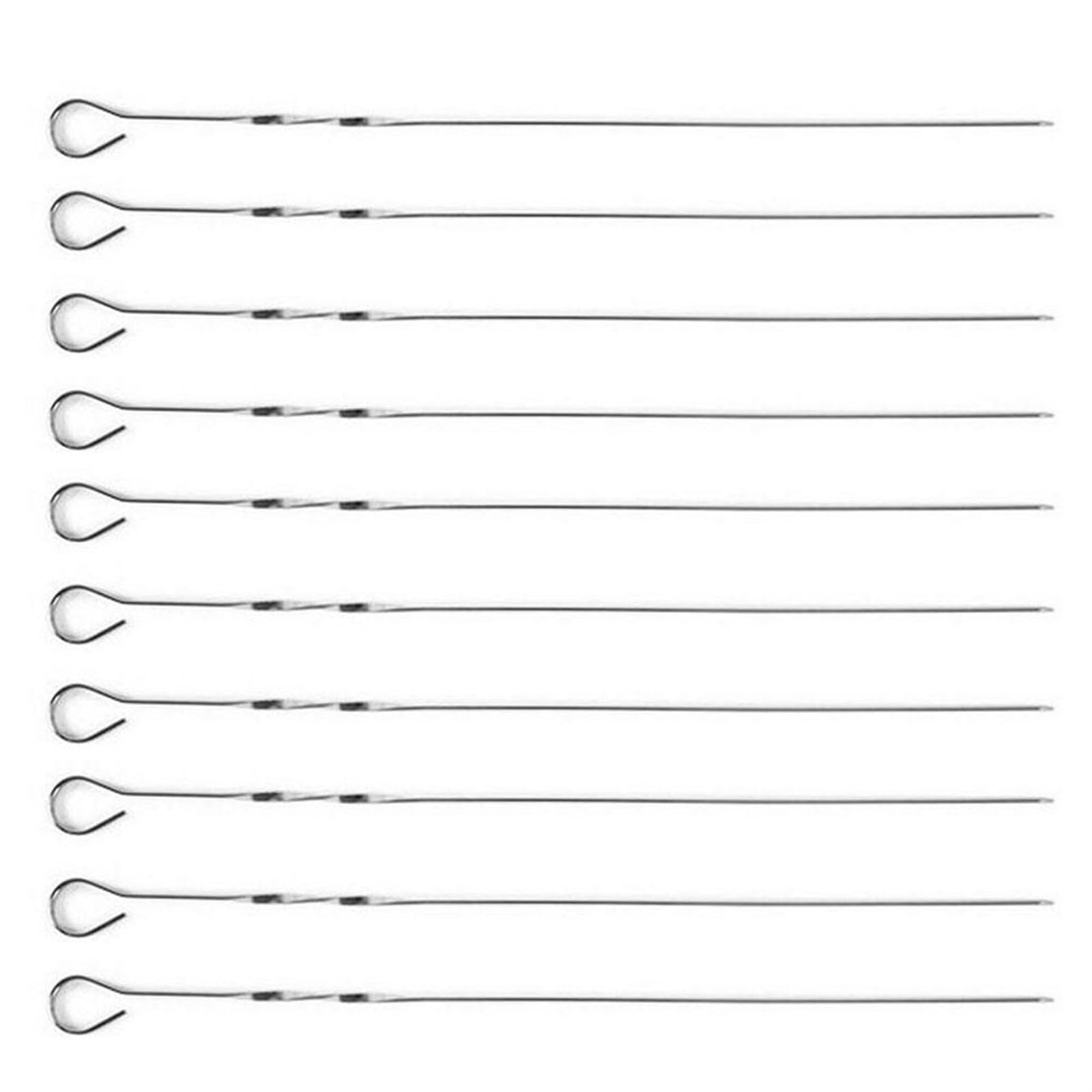 Brochetas para Kebab, Brochetas de Kebab, 10 Uds., Aguja for Asar con Pasador Plano, Barbacoa Acero Inoxidable 38cm