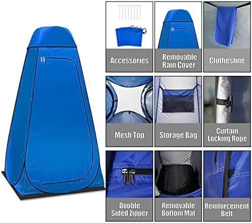 Toilet Tent for Camping,Shower Tent Pop Up Tent with Groundsheet/Pegs/Guy Ropes/Tent Bag,Waterproof Tent for Outdoor Travel Fishing Changing Dressing Room Beach Hiking (Removable Rain Cover)