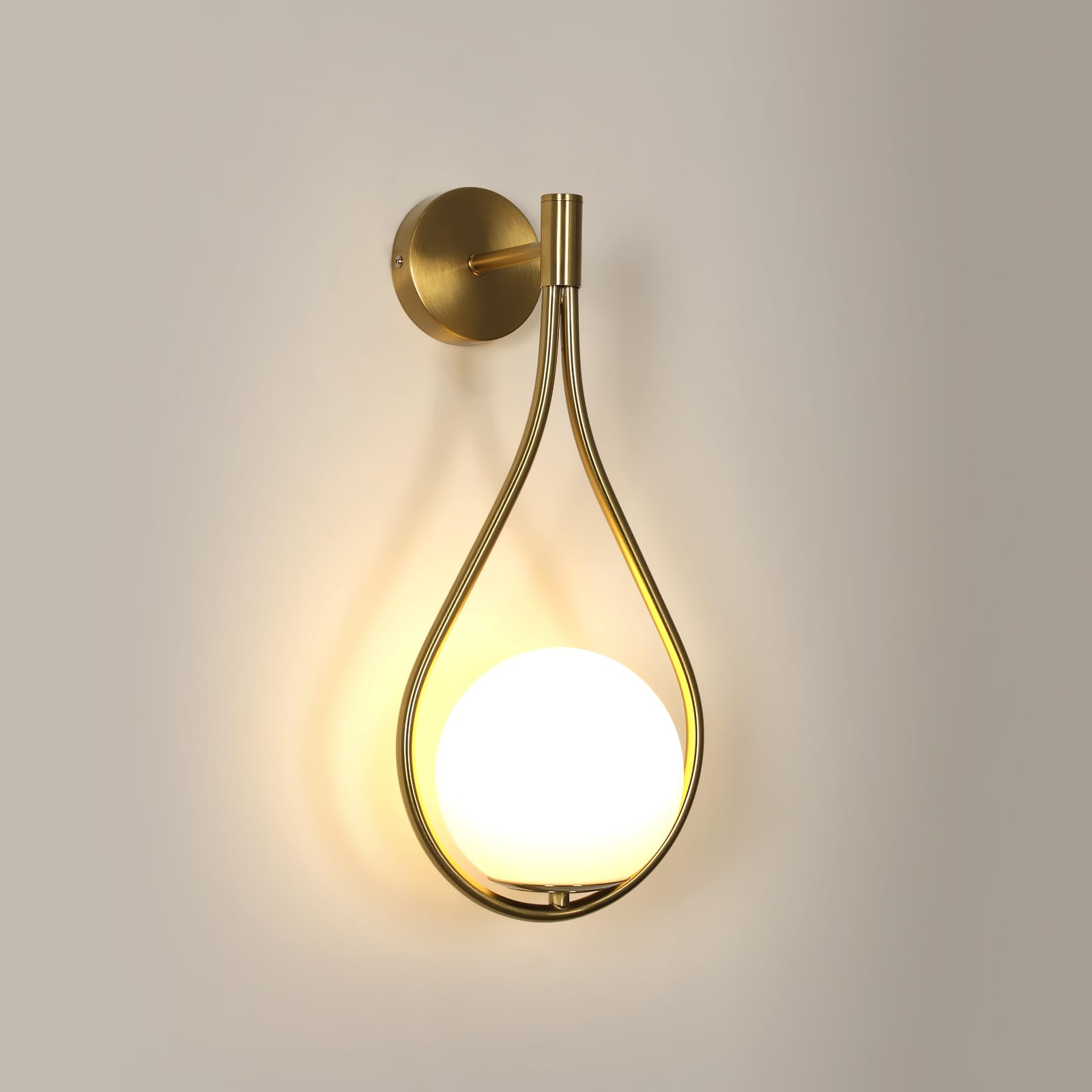 Comely Wandleuchte Innen Glas, Tropfenförmige E27 Wandleuchte Kugel | 45CM Wandlampe Innen Modern für Wohnzimmer Schlafzimmer, Flur, Treppenhaus