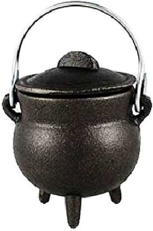 CircuitOffice Cast Iron Cauldron, for Smudging, Cone Incense, Granular Incense, Charcoal Incense, Rituals, Altars, Wicca, Pagan, Decorations or Gifts (3" Cast Iron Cauldron with Lid)