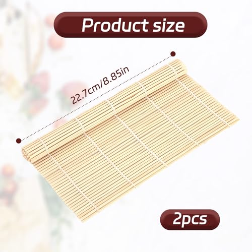 hioseyre 2 Pcs Bamboo Sushi Mat,Sushi Roller Mat,Sushi Making Mat Kit,Bamboo Rolling Set,Beginner DIY Sushi Roller Mold Making Assistant (24 * 23cm) - Image 2