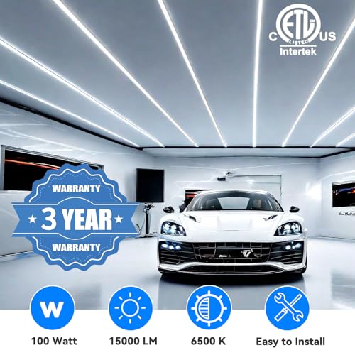 shopled 8ft shop light 100w 15000lm 6500k  12-pack linkable v-shape led shop light  plug amp play t8 tube lights for garage warehouse basement  ultra bright energy-saving commercial lighting etl