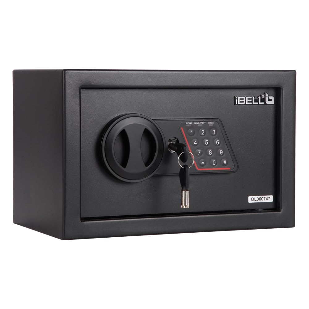 iBELL SL-20B Digital Electronic Safe Locker for Personal and Office Use | 20L Black Locker with White LED, Light and Emergency Key Access, 12 Months Warranty