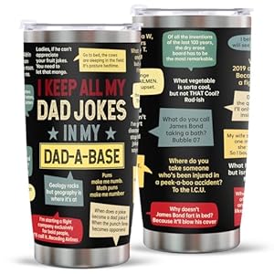 Fathers Day Dad Gifts from Daughter Son Wife, Funny Gifts for Dad Husband Grandpa Bonus Dad Step Dad, Unique Birthday Present Ideas for Father Men Him on Father’s Day Christmas – Dad Joke Tumbler 20oz