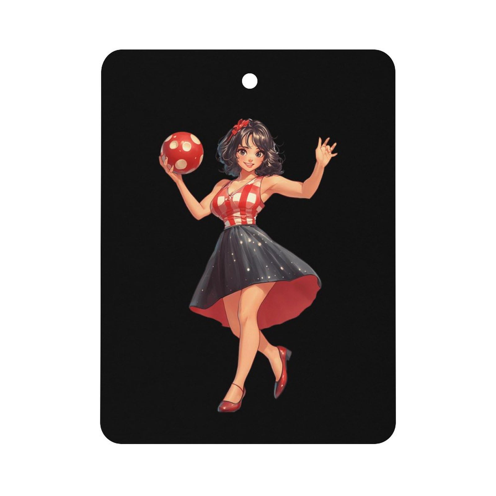Pin Up Girl Bowling Ball Car Air Freshener Hanging Aromatherapy Tablets for Car Accessories Square