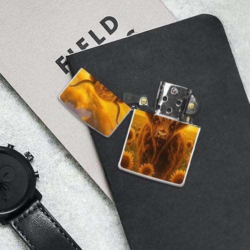 Funda clásica de cobre para encendedor Sunflower Highland Cow miniatura 7