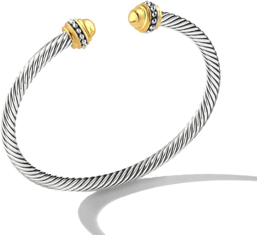Cable Wire Cuff Bangles for Women,Mytys Retro Antique Gold Cable Bracelet Christmas Birthday Gift Bangle for Women