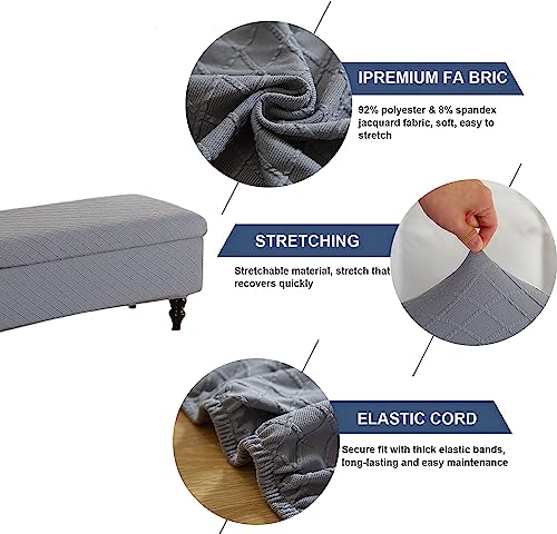 Image of FUANGUI Ottoman Cover Stretch Storage Ottoman Bench Slipcover Printed Folding Storage Bench Ottoman Cover Footrest Stool Slipcover Footstool Protector Cover with Elastic Bottom,Small