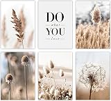 Nature Wall Art Prints Beige Reed Dandelion Grass Posters Natural Wall Art Canvas Painting Nordic Po