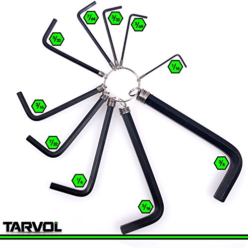 Allen Wrench Hex Key Set (10 WRENCHES - INDUSTRIAL GRADE) SAE Sizes 1/16-3/8 - Carbon Steel Construction with Black Finish