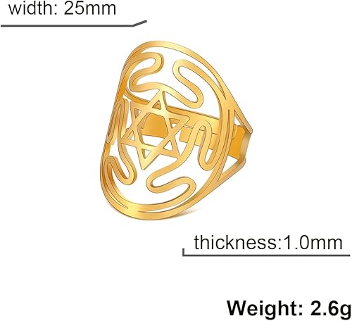 Miniatura 5 de Hipee Anillo de pentagrama ajustable de acero inoxidable anillo de pentáculo de estrella de David nudo de triquetra anillo de triquetra anillo de
