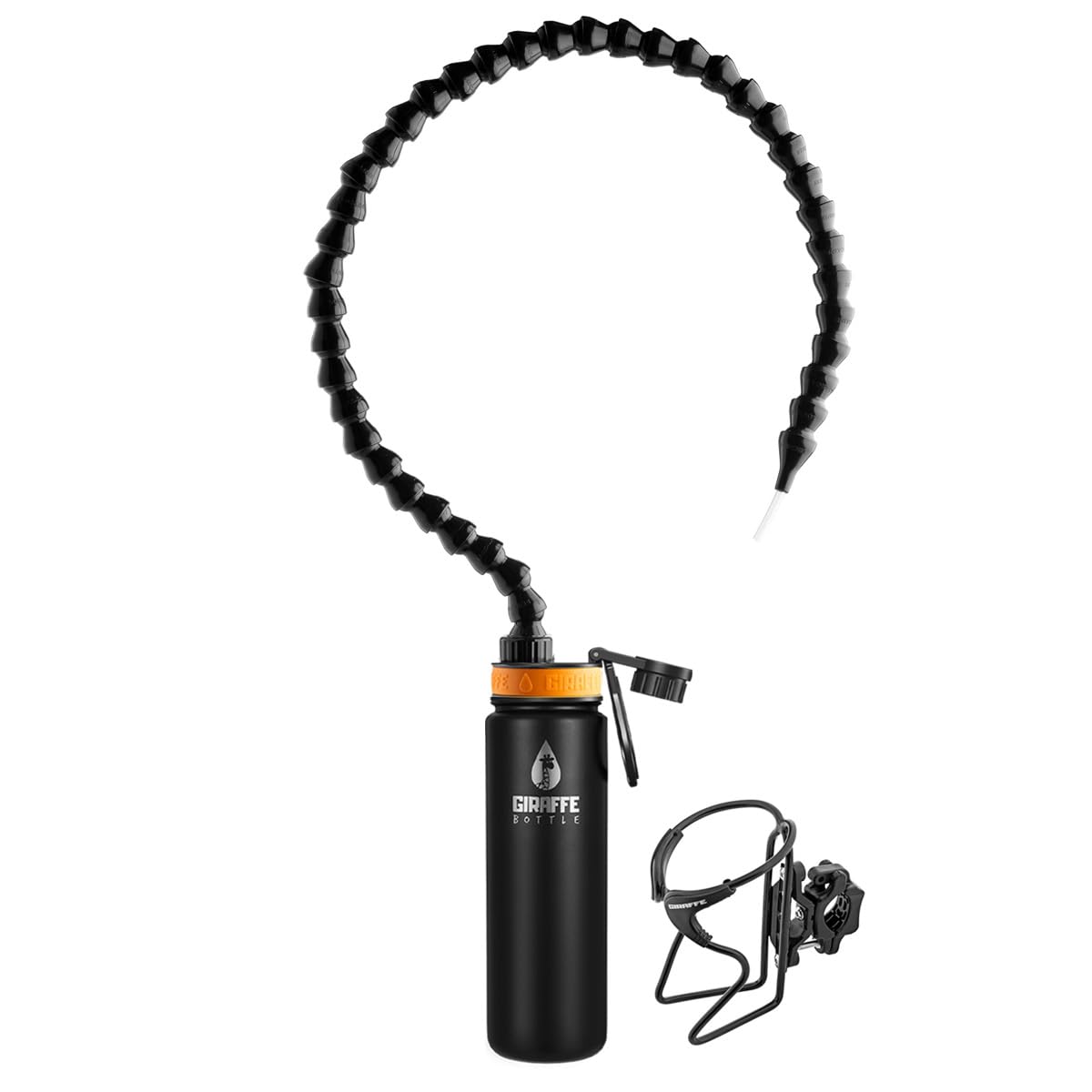 Giraffe Bottle Hands Free Drinking System, Stainless Steel Bottle, with Round Tube Mounted Bottle Holder (91 cm / 36 inch)