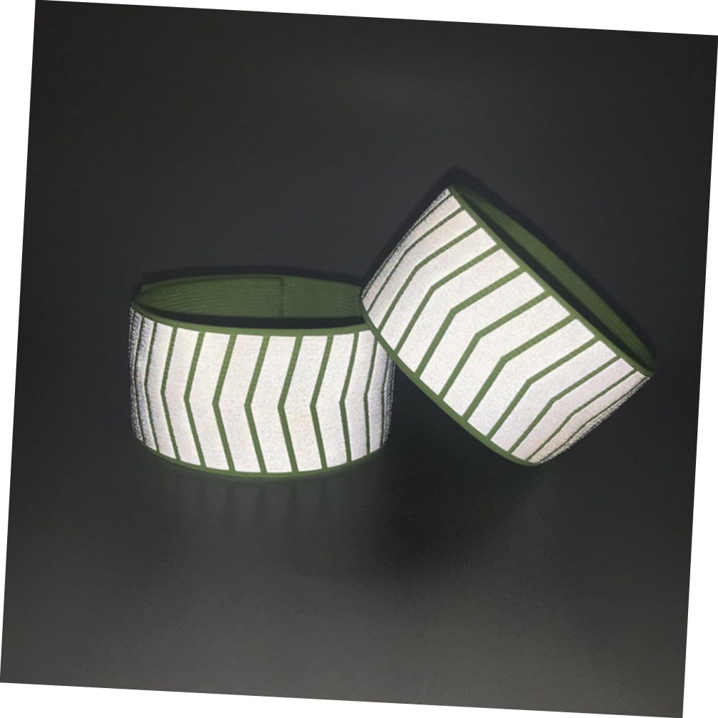 Toddmomy Bracelet Réfléchissant Réchauffeurs Titulaires Chemise Haute Visibilité Bandes Sécurité Ajustable Groupe Ceinture De Course Jarretelle Nuit Gilet De Course Green
