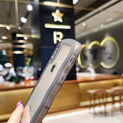 Image of Compatible with iPhone XR Case 6.1 inch, Cute Kawaii Curly Wave Frame Shape Soft Silicone Shockproof Protective Phone Cover for Women Girls, Clear /Yellow