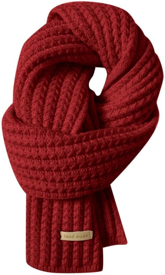 Scarf For Women Men Winter Warm Knit Ribbed Soft Chunky Scarf New Year Christmas Red Scarf For Couples Cold Weather