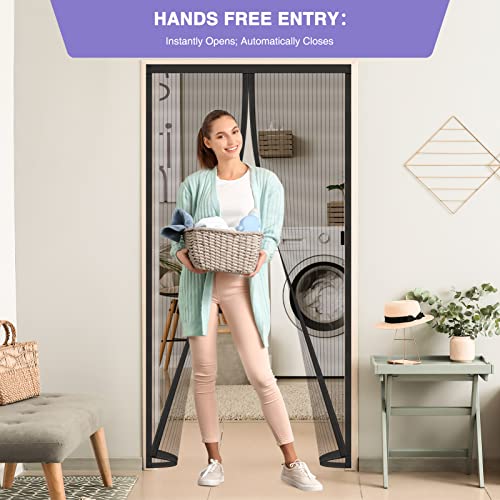 Titan Mall Magnetic Screen Door, Self Sealing Screen Door, Heavy Duty Door Screen Magnetic Closure Keep Bugs Out, Retractable Screen Door Mesh - Pet and Kid Friendly, Hands Free Door Screen 39" x 82" - Thumbnail 3