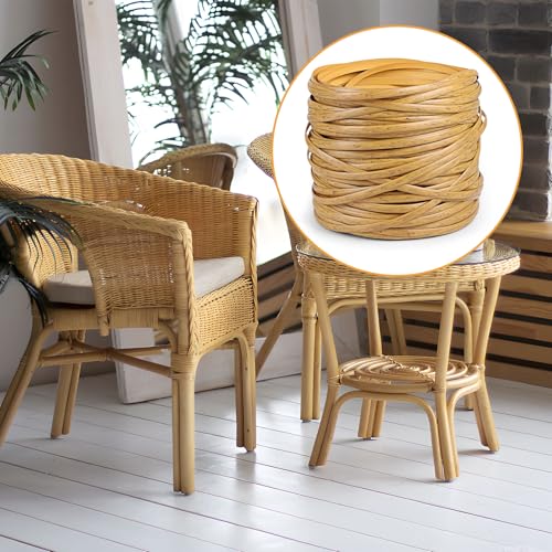 DBREAKS 65m Kunststoff Gewebtes Rattan, Flach, PE-Rattan, Webwerkzeug, Synthetische Rattan Reparaturmaterial, für Outdoor Rattan Möbel Reparatur,Rattan-Stuhl, Tischkorb(Hellbraun)