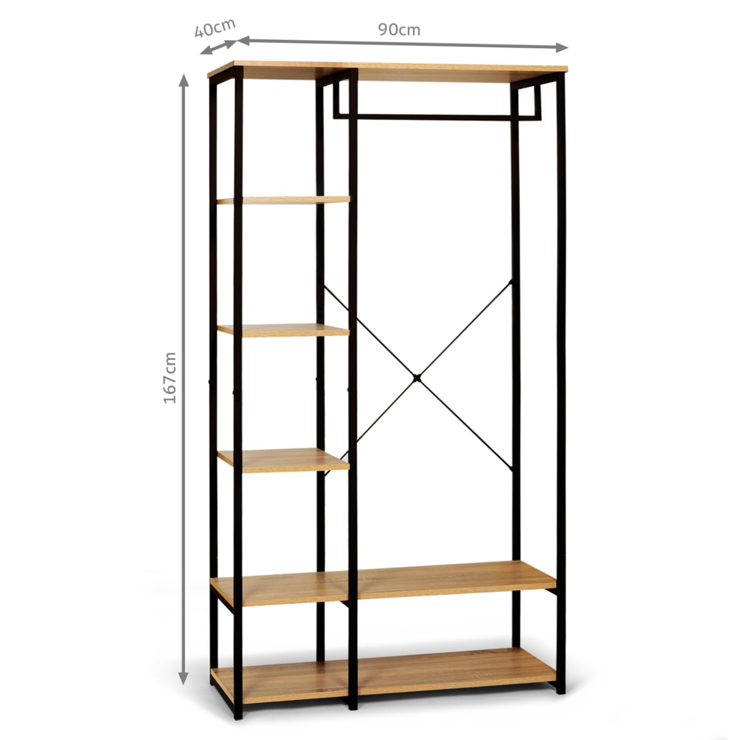 IDMarket - Dressing penderie étagères L. 90 cm Detroit Design Industriel