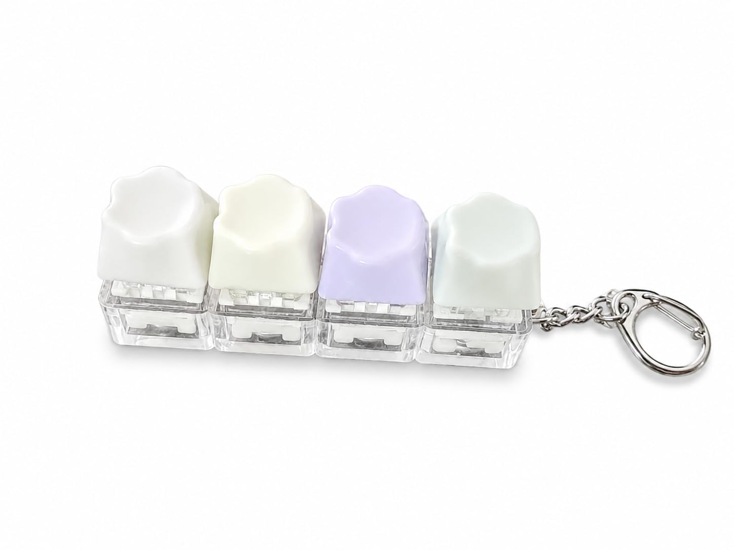 GOMNIK Mechanical Keyboard Switch Keycap Keychain | Pastel Color Acrylic Keyring with Clicky Keyboard Switch | Portable Stress Relief Fidget Toy | Cute Keychain Accessory (Multicolour Star Keychain)-image-48