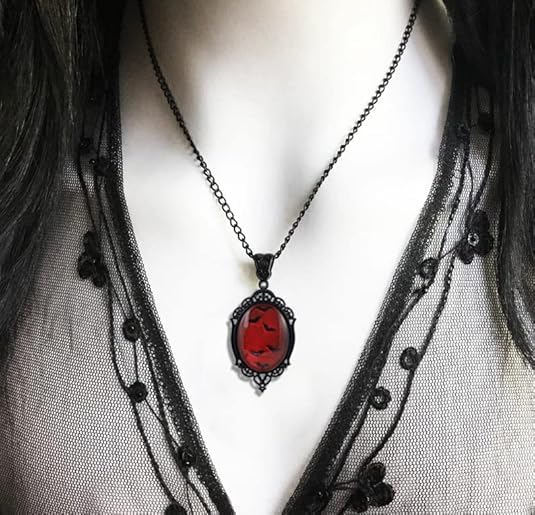 YWMAN Gothic Vampire Bat Earrings Necklace Set - Vintage Dark Bat Earrings Blood Pendant - Mystic Witch Jewelry Gifts Halloween Costume for Women - Image 5