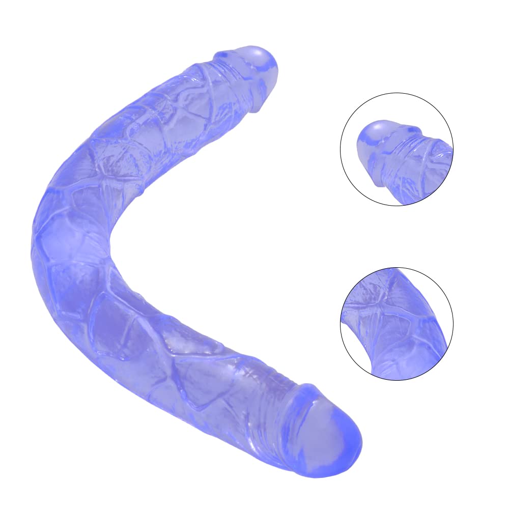 Dildo doppio da 39 cm,realistico a doppia estremità in gelatina,realistico lesbico,Dong flessibile per pene super lungo, Giocattoli per adulti per dildo anale per masturbazione femminile vaginale