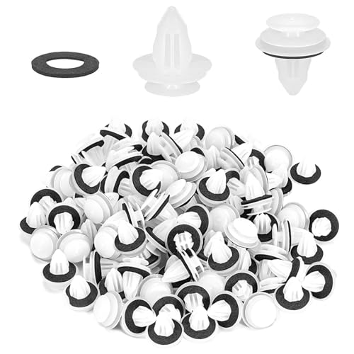 100 Pièces Clips de Fixation Voiture, Clips Voiture Universels, Rivet Plastique avec Tampon Éponge, Facile à Installer Agrafe Carrosserie pour Voitures...